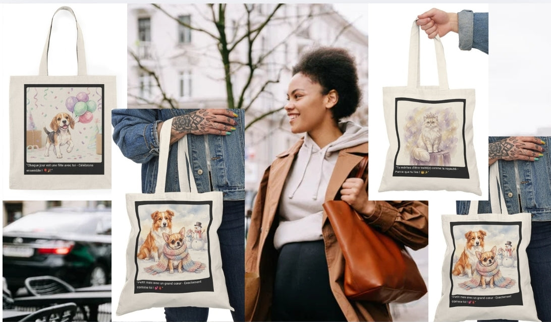 Tote Bags Coton Bio Animaux – Sacs Réutilisables Éco‑Responsables