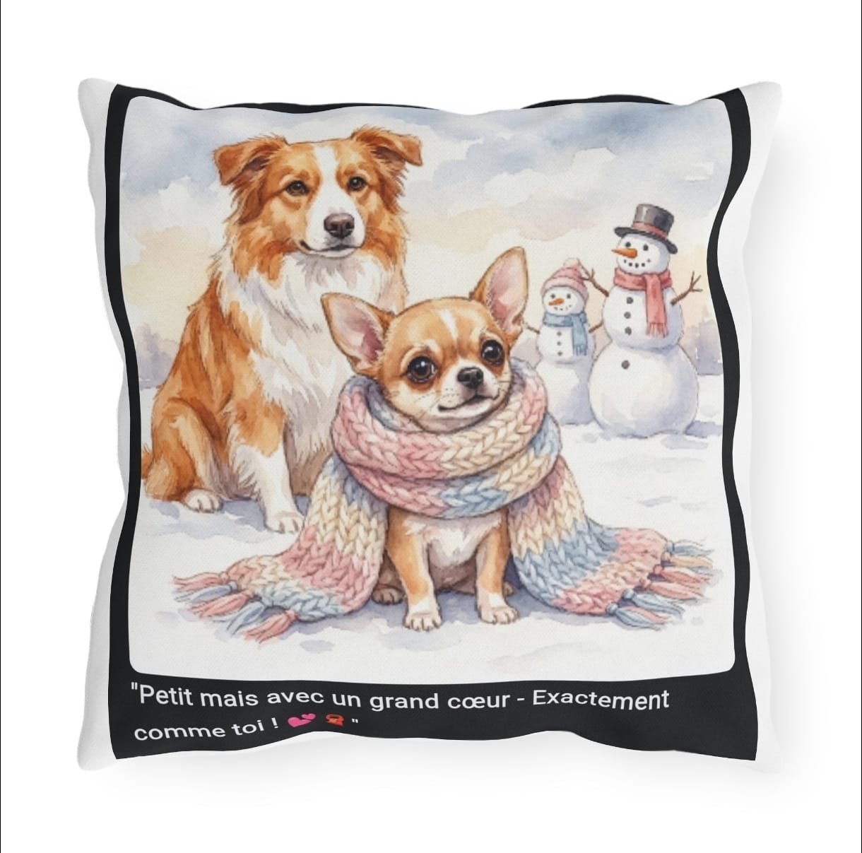 🛋️ COUSSIN CHIHUAHUA ÉCHARPE - Déco Cosy Attendrissante