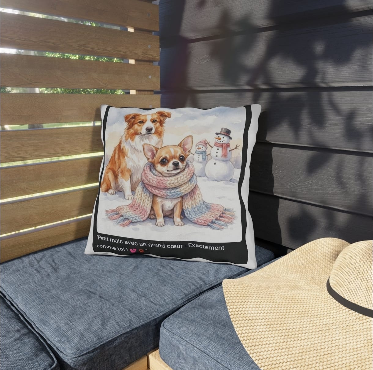 🛋️ COUSSIN CHIHUAHUA ÉCHARPE - Déco Cosy Attendrissante