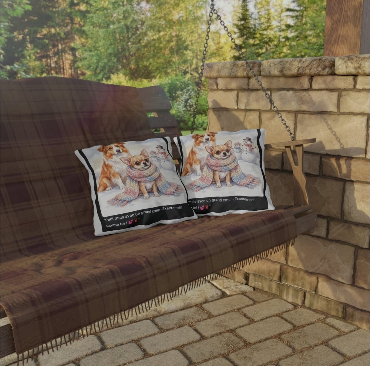 🛋️ COUSSIN CHIHUAHUA ÉCHARPE - Déco Cosy Attendrissante