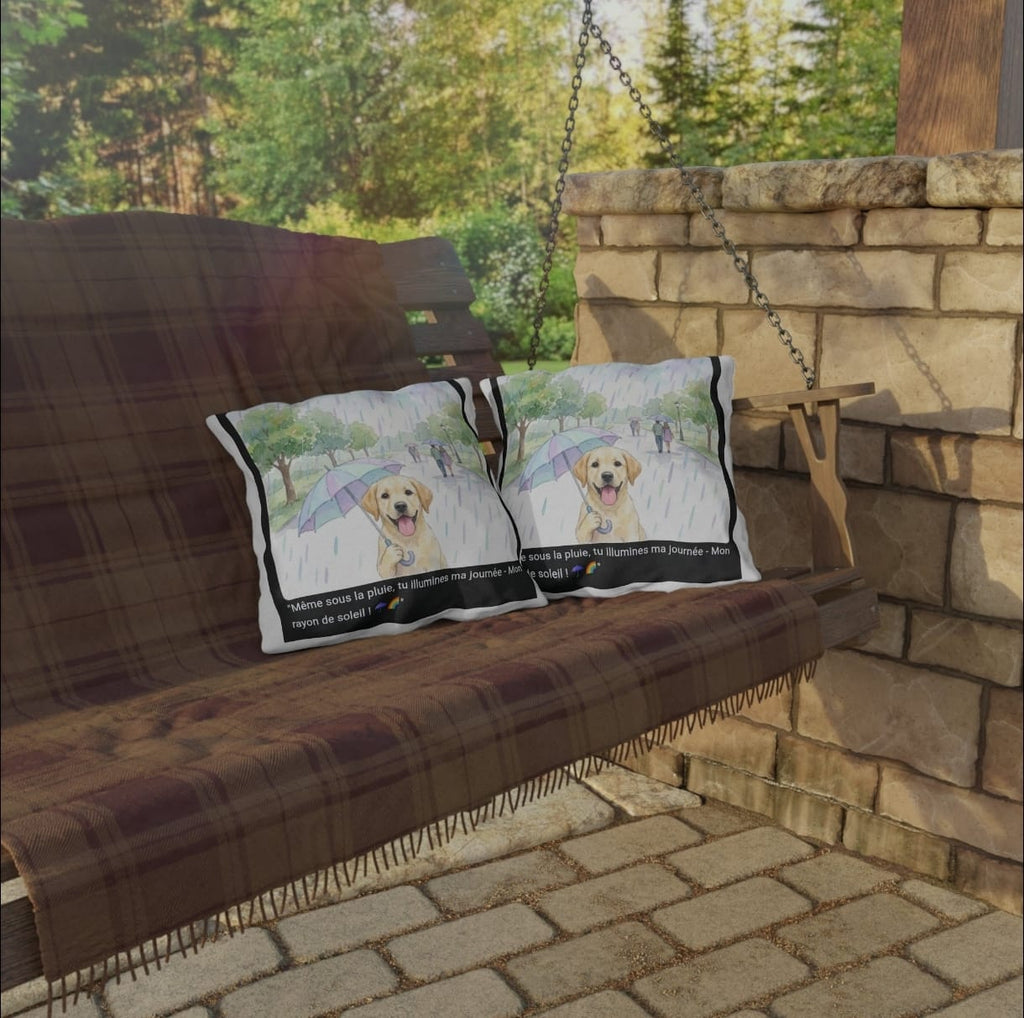 🛋️ COUSSIN LABRADOR PARAPLUIE - Déco Printanière Joyeuse