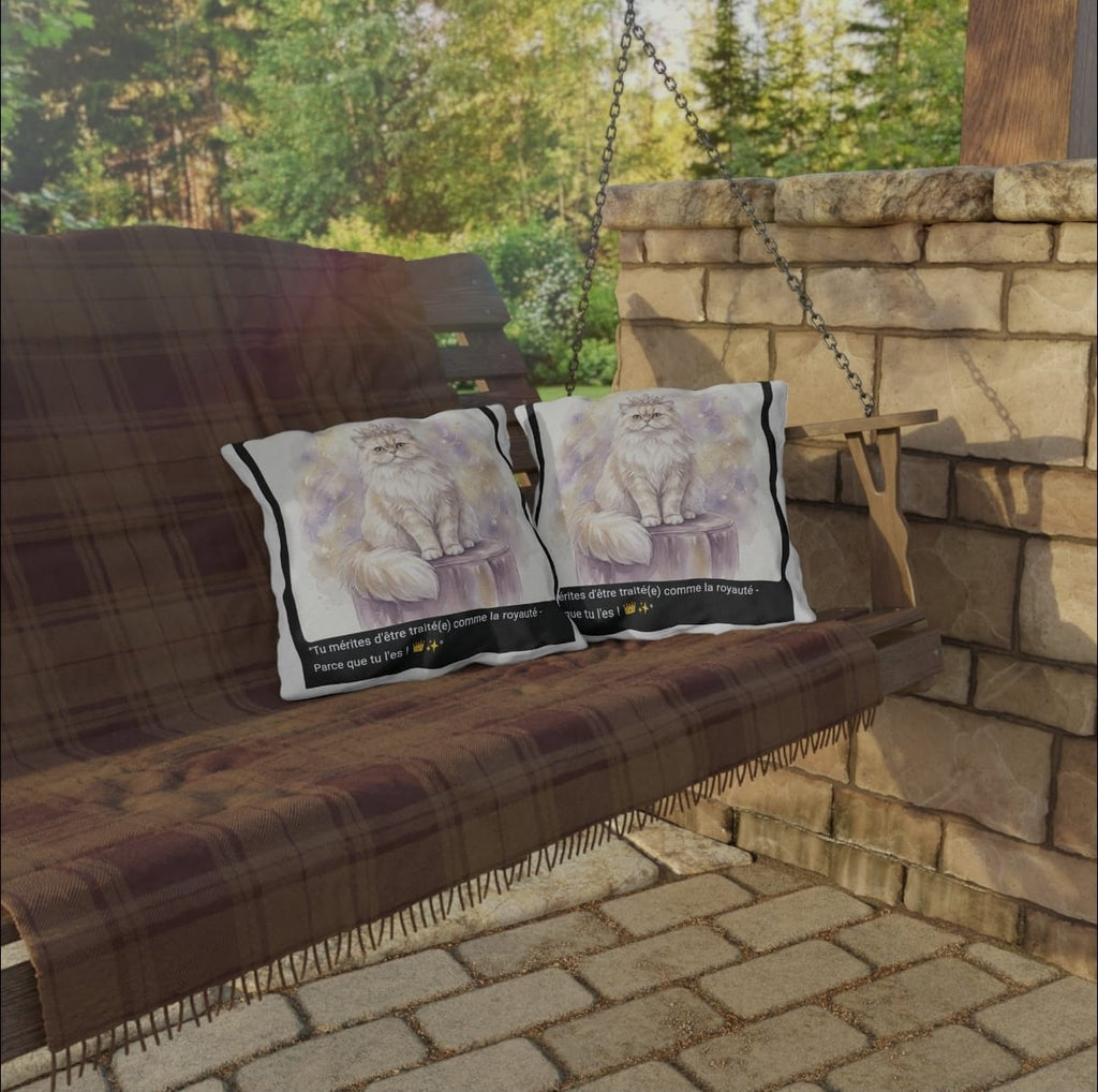 🛋️ COUSSIN CHAT PERSAN COURONNE - Déco Élégante Royale