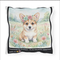 🛋️ COUSSIN CORGI COURONNE ROSES - Déco Printanière Joyeuse